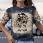 Mothers Day Bleached Tshirt, Gift For Mom From Daughter Son, Mom Life Leopard Tshirt