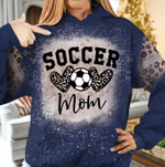 Mothers Day Bleached Hoodie, Gift For Mom From Daughter Son, Soccer Mom Leopard Hoodie