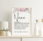 Personalized Mothers Day Poster, Gift For Grandma From Grandkids, Grandma Definition with Flowers Poster