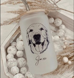 Custom Pet Portrait Frosted Glass Cup
