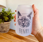 Custom Pet Portrait Frosted Glass Cup