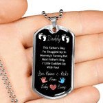 Fathers Day Dog Tag Pendant Necklace, Gift For Dad From Daughter Son, Daddy This Fathers Day Dog Tag