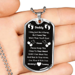 Fathers Day Dog Tag Pendant Necklace, Gift For Dad From Daughter Son, Kisses And Kicks From Mommy's Tummy Dog Tag