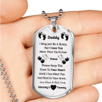 Fathers Day Dog Tag Pendant Necklace, Gift For Dad From Daughter Son, Please Keep This Close To Your Heart Dog Tag
