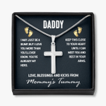 Fathers Day Cross Pendant Necklace, Gift For Daddy To Be Gift From Bump, Dad to Be Fathers Necklace
