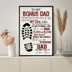 Personalized Fathers Day Canvas, Gift For Bonus Dad From Daughter Son, Thank You For Becoming The Dad You Didn't Have To Canvas