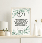 Personalized Fathers Day Poster, Gift For Dad From Daughter Son, Thank You For Being The Best Dad Poster