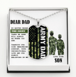 Fathers Day Dog Tag Pendant Necklace, Gift For Dad From Daughter Son, Army Dad Dog Tag