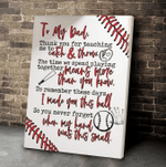 Fathers Day Canvas, Gift For Baseball Dad From Daughter Son, Thank You For Teaching Me Catch And Throw Canvas