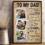 Personalized Fathers Day Canvas, Gift For Dad From Daughter Son, My Dad My Hero Canvas