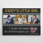 Personalized Fathers Day Canvas, Gift For Dad From Daughter Son, She Will Never Outgrow Your Heart Canvas