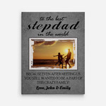 Personalized Fathers Day Canvas, Gift For Stepdad From Daughter Son, To The Best Stepdad In The World Canvas