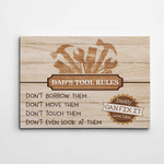 Personalized Fathers Day Canvas, Gift For Dad From Daughter Son, Dad Tool Rules Canvas
