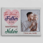 Personalized Fathers Day Canvas, Gift For Dad From Daughter Son, The Heart Of A Father Is The Masterpiece Of Nature Canvas