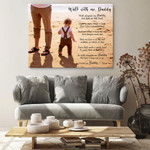 Personalized Fathers Day Canvas, Gift For Dad From Daughter Son, Walk With Me Daddy Canvas