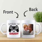 Personalized Fathers Day Mug, Gift For Dad From Daughter And Son, Leveled Up to Daddy Mug