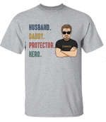 Personalized Fathers Day Tshirt, Gift For Dad From Daughter & Son, Husband Daddy Protector Hero Tshirt