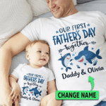 Our First Father's Day Baby Shark T-shirt & Baby Onesie, Dad and Baby Matching Shirts, Father and Son/ Daughter, Father's Day Gift