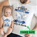 Our First Father's Day Hand in hand T-shirt & Baby Onesie, Dad and Baby Matching Shirts, Father and Son/ Daughter, Father's Day Gift