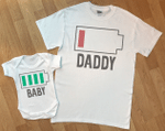 Full And Low Battery Matching Set, Dad and Baby Matching Shirts, Father and Son/ Daughter, Father's Day Gift