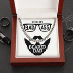 Fathers Day Cuban Pendant Necklace, Gift For Dad From Daughter Son, For My Bad Ass Bearded Dad Necklace
