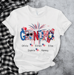 Personalized Patriotic Doodle 4th Of July Grandma And Grandkid Tee, Fourth Of July, Independence Day Tshirt
