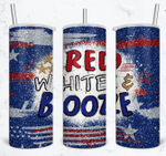 Red White And Booze Tumbler, Fourth Of July, Independence Day Skinny Tumbler