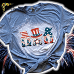 Patriotic Gnomes Independence Day Tee, Fourth Of July, Independence Day Bleached Tshirt