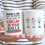 Personalized Dad Chillin’ In Dad Balls Funny Mug, Fathers Day Gift, Gift For Father From Daughter And Son