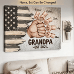 Personalized Grandpa Fist Bump, Fathers Day Canvas, Gift For Grandpa From Grandkid