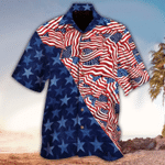 US Flag & Star Pattern 4th Of July Hawaiian Shirt