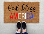 God Bless America Doormat, 4th of July Welcome Doormat, Memorial Day