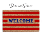 Welcome 4th of July Doormat, Red & Blue, 4th of July Doormat, Independence Day