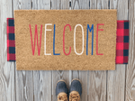 Red White and Blue Welcome Mat, 4th of July Doormat, Patriotic Welcome Home Doormat