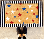 Red, White & Blue Stars Doormat, 4th of July Independence Day