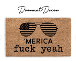 Flag Sunglasses 'Merica Fuck Yeah Doormat, 4th of July Doormat, Independence Day