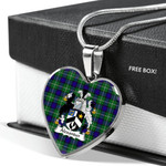 Scottish Alexander Clan Badge Tartan Necklace Heart Style