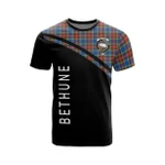 Scottish Bethune Clan Badge Tartan T-Shirt Curve Style - BN