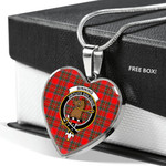 Scottish Binning Clan Badge Tartan Necklace Heart Style