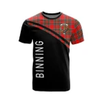 Scottish Binning of Wallifoord Clan Badge Tartan T-Shirt Curve Style - BN