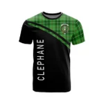 Scottish Clephane (or Clephan) Clan Badge Tartan T-Shirt Curve Style - BN