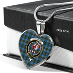 Scottish Cockburn Clan Badge Tartan Necklace Heart Style