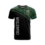 Scottish Cranstoun Clan Badge Tartan T-Shirt Curve Style - BN