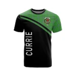 Scottish Currie Clan Badge Tartan T-Shirt Curve Style - BN
