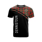 Scottish Dennistoun Clan Badge Tartan T-Shirt Curve Style - BN