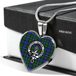 Scottish Donnachaidh Clan Badge Tartan Necklace Heart Style