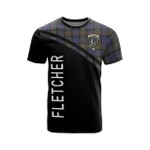 Scottish Fletcher Clan Badge Tartan T-Shirt Curve Style - BN
