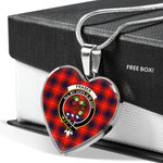 Scottish Fraser of Lovat Clan Badge Tartan Necklace Heart Style