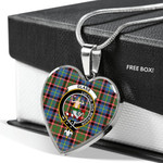 Scottish Glass Clan Badge Tartan Necklace Heart Style