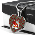 Scottish Golden Clan Badge Tartan Necklace Heart Style